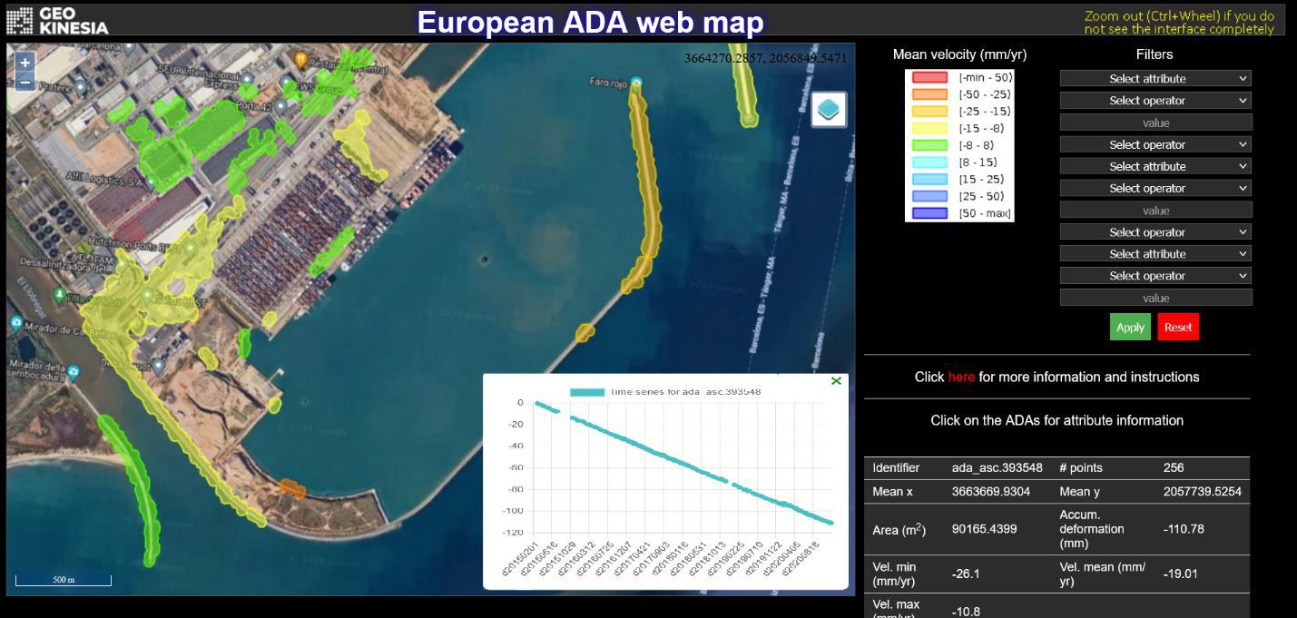 European ADA map over the port of Barcelona