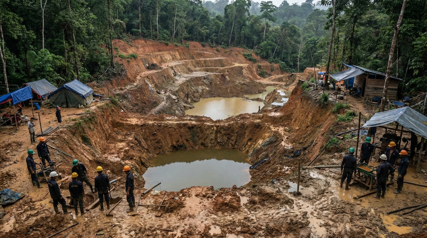 Fig. 2. Illegal gold mining site in West Sumatra, Indonesia.